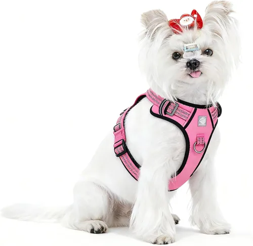 Miniatura 14 de Arnés de chaleco para perros - Acolchado ajustable reflectante con diseño fácil de poner y accesorio de correa (S, negro)