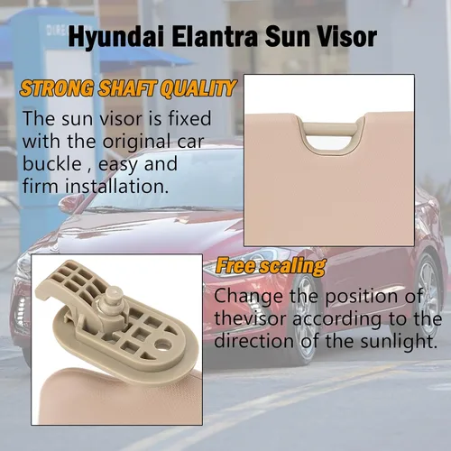 Miniatura 2 de Visera solar para el lado izquierdo del conductor compatible con Hyundai Elantra AD 2017 2018 2019, reemplaza # 85210-F0100TTX (beige)