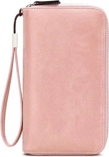 Miniatura 8 de VONCOSS Cartera larga con cremallera alrededor de las mujeres de gran capacidad, para tarjetas de crédito, soporte para teléfono, embrague