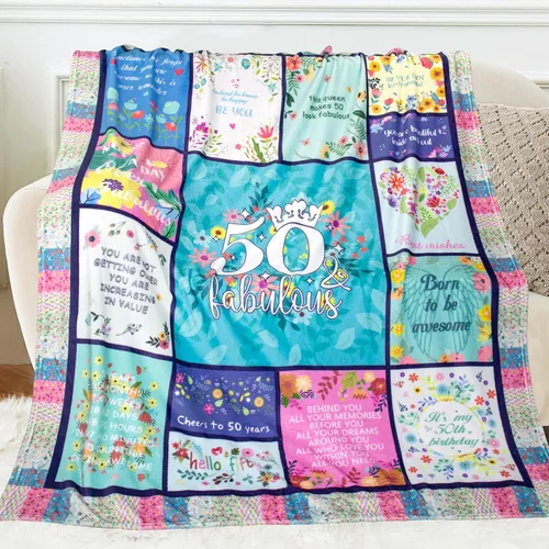 Miniatura 2 de 50th Birthday Gifts for Women Blanket, 50 Year Old Birthday Gifts for Women, Gifts for 50 Year Old Woman, 50th Birthdays Decoration Throw Blanket
