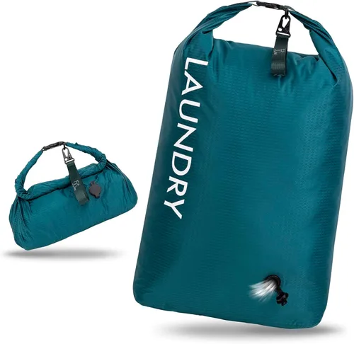 Miniatura 10 de Bolsa de lavandería de viaje, bolsa de viaje de compresión al vacío, bolsa de viaje, impermeable, húmedo/seco, ahorro de espacio, bolsa de Azul