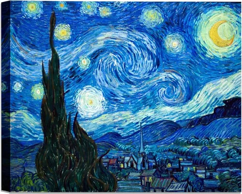 Miniatura 16 de ELITEART -Noche estrellada sobre el ródano por Vincent Van Gogh Giclée Art Canvas Prints- Tamaño del marco: 28 x 35 pulgadas