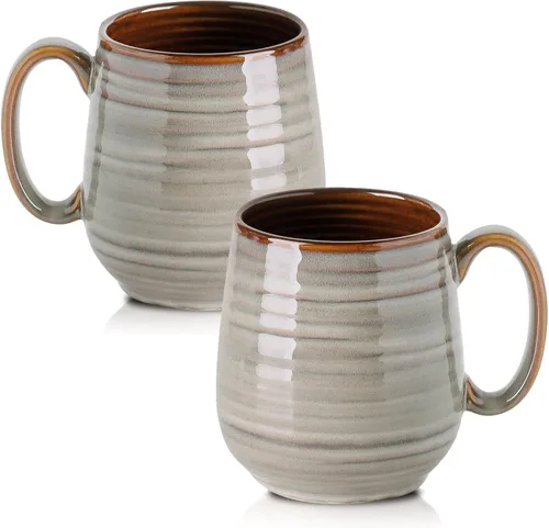 Miniatura 12 de HASENSE - Taza de café de cerámica grande de 20 onzas con gran asa, taza de té de cerámica para oficina y hogar, taza grande de regalo para papá