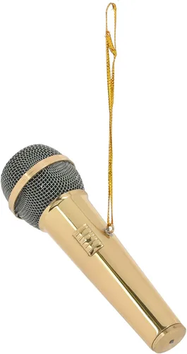 Miniatura 5 de Broadway Gifts Co - Micrófono de tono dorado pulido, adorno colgante de latón de 3 pulgadas, adorno de micrófono, regalos para músicos y cantantes