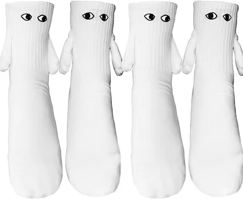 Lizxun Calcetines tomados de la mano,Divertidos pares magnéticos de mano a mano calcetines de tubo medio,Calcetines novedosos para muñecas 3D,