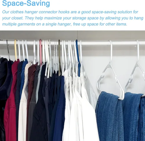 Miniatura 7 de uxcell Ganchos de conector para colgar ropa, 30 unidades, ganchos de plástico ABS, ganchos extensores, ganchos para colgar ahorran espacio para Negro