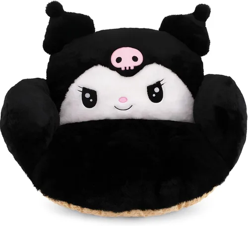 Juju - Cojín Kawaii negro – Decoración de habitación Kawaii – Cojines de asiento para sillas de oficina – Cojines de silla de oficina – Cojín de