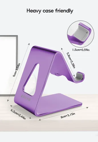 Miniatura 6 de Aoviho - Soporte para teléfono móvil, soporte para escritorio, soporte de aluminio para iPhone 15 14 13 12 pro 11 X Xs max 8 7 6 6s Plus SE Samsung