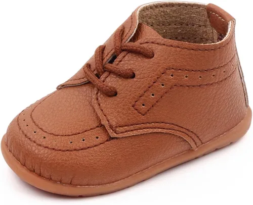 AGJ Zapatos de vestir Oxford para bebés, niños y niñas, de piel sintética, suela suave, zapatos antideslizantes para caminar y bodas