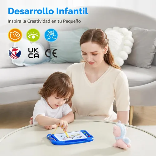 Miniatura 3 de SGILE Pizarra magnética para dibujar para niños, juguetes para niños pequeños de 1, 2 y 3 años – 9.8×7.1 pulgadas, pizarra para garabatear, grabar