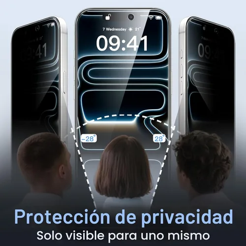 Miniatura 3 de JETech - Protector de pantalla de privacidad para iPhone 17 Pro de 6,3 pulgadas con protector de lente de cámara, película de vidrio templado