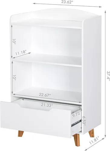 Miniatura 2 de UTEX Estantería para niños, libreros para niños con almacenamiento y cajón, organizador de almacenamiento de juguetes para niños de madera para sala