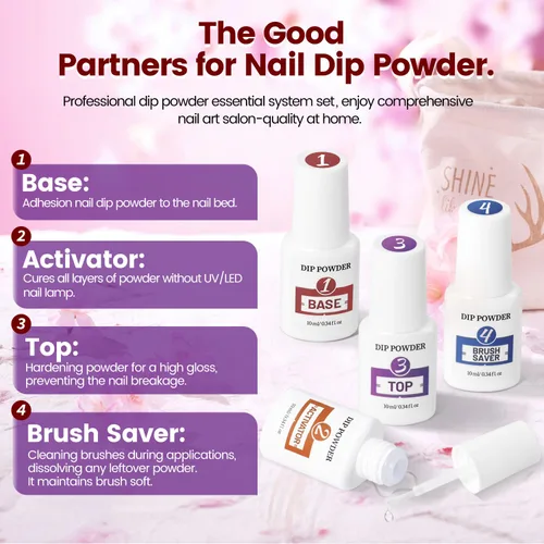 Miniatura 7 de OpenLive Kit de polvo de inmersión para uñas, kit de inicio de polvo de inmersión de uñas de 56 colores, secado rápido, para manicura de inmersión