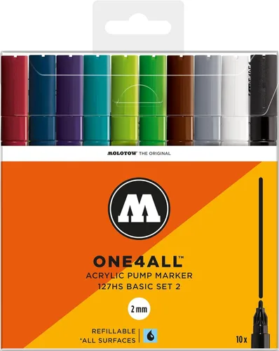 Miniatura 10 de Molotow ONE4ALL - Juego de rotuladores de pintura acrílica 10 colores básicos #1