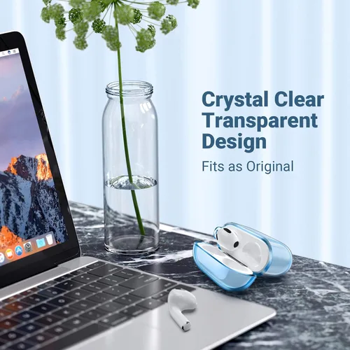 Miniatura 8 de ULAK Funda compatible con AirPods de 3ª generación 2021, a prueba de golpes, transparente, diseño de funda protectora de TPU suave con llavero