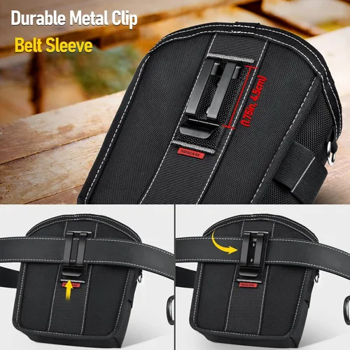Miniatura 5 de Bolsa de herramientas SOGCASE para clavos y tornillos con clip para cinturón (XL, Negro)
