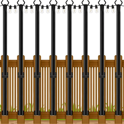 Miniatura 11 de Beizelte 4 Pack 5Ft String Light Poles,Outside String Lights,Outdoor Light Poles,Metal Poles Stand for Patio,Backyard,Deck