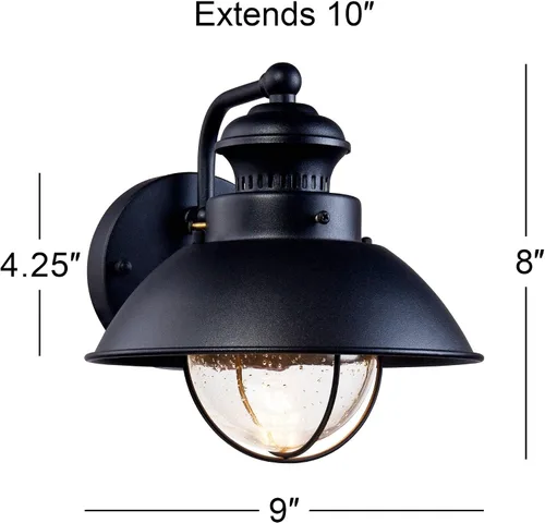 Miniatura 4 de John Timberland Fordham Farmhouse - Lámpara de pared industrial rústica para exteriores, de metal negro, 8 pulgadas, aplique de vidrio semillero