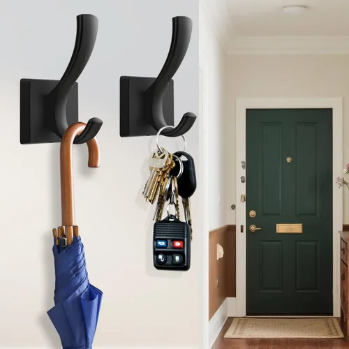 Miniatura 4 de TOFIIGREM Ganchos negros para toallas, ganchos para abrigos y batas de baño, para entrada, vestíbulo, piscina, para montar en la pared, para colgar