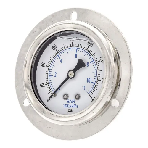 Miniatura 4 de PIC Gauges 204L-404F Manómetro de presión relleno de glicerina con brida frontal con carcasa SS/bisel, internos de latón, lente de PC, esfera de 4