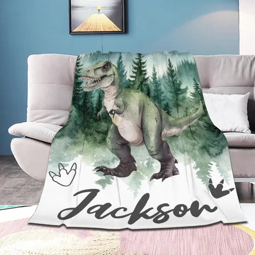 Miniatura 38 de Manta de bebé de esqueletos de dinosaurios de neón retro de los años 80, regalos para niños y niñas, decoración de dinosaurios, felpa suave