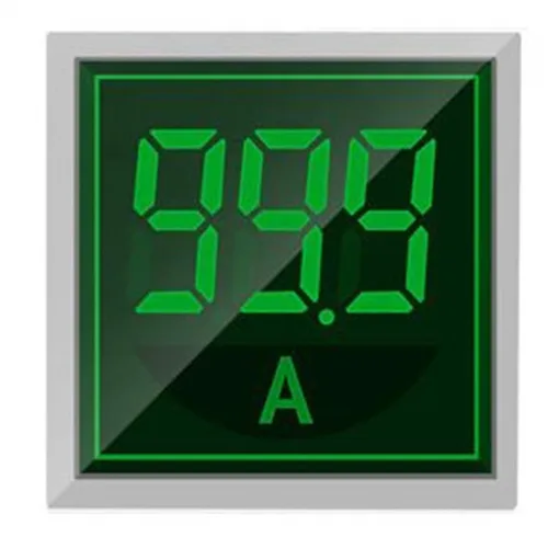 Indicador de corriente de CA de pantalla digital, 0.866 in de cabeza cuadrada LED probador de corriente 0 ~ 100A Amperímetro Monitor (verde)