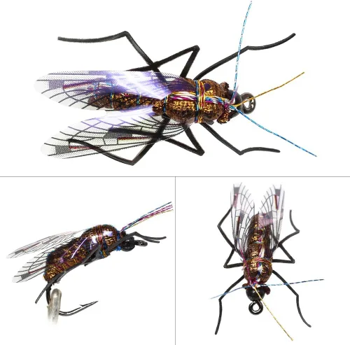 Miniatura 5 de YZD Moscas de pesca con moscas realistas secas y húmedas, ninfa, trucha, kits de señuelos para atar a mano, 12/26/48 piezas.. Kit 4-Cicada 12pcs
