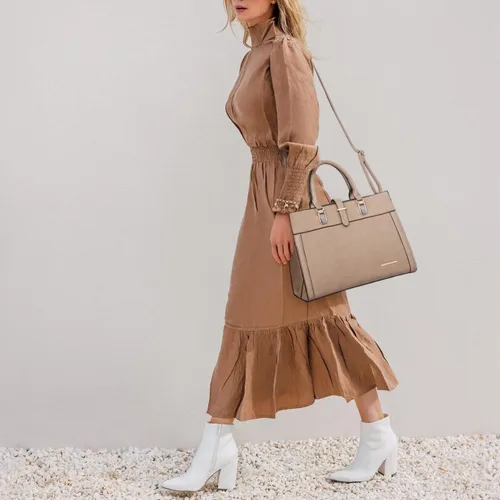 Miniatura 2 de Bolso de mano para mujer con solapa, bolso de hombro con correa, bolso de mano con asa superior, bolso tote, bolso satchel, monedero, bolso de Beige