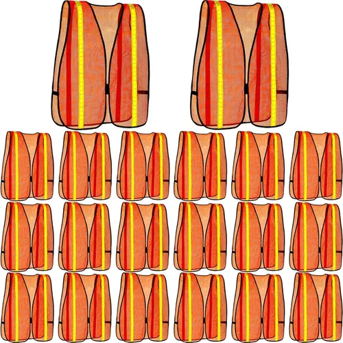 Haysandy 20 Piezas Chaleco de Seguridad Reflectante de Alta Visibilidad Chaleco de Construcción Tiras de Malla Neón Talla Universal para Hombres