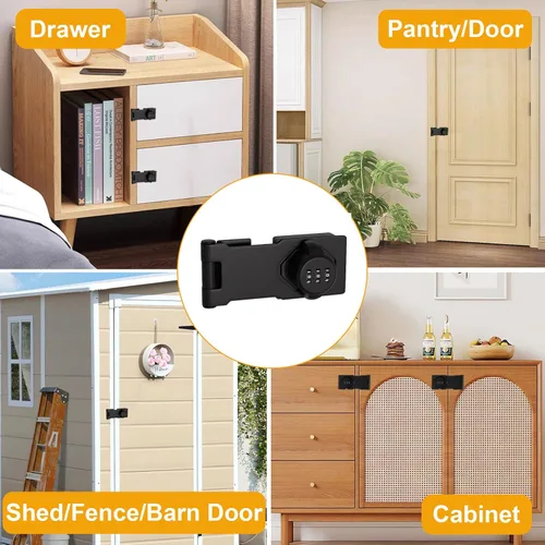 Miniatura 6 de Cerradura de gabinete sin llave de contraseña de 3 dígitos para puerta corrediza con combinación, cerradura para armario deslizante, cerradura