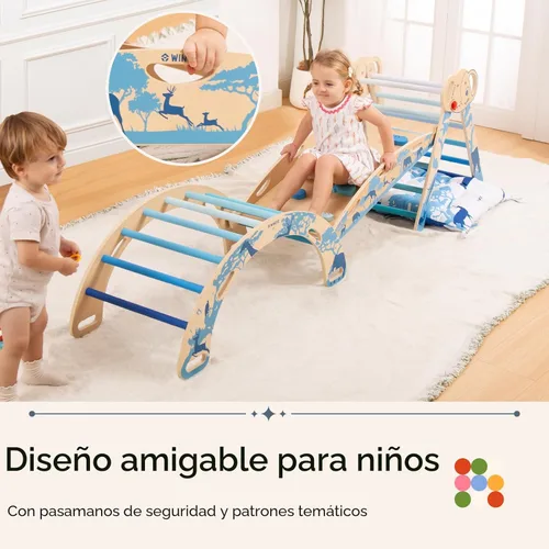 Miniatura 8 de wingyz Juego de triángulos Pikler 8 en 1, plegable, juguetes de escalada para bebés con cojín, arco, rampa y escalera Montessori - Escalador