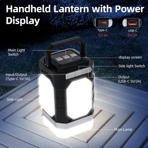 Miniatura 5 de Sinvitron Linterna de campamento recargable: 30,000 mAh luces de campamento portátiles, carga rápida QC3.0, 1000 lúmenes, tiempo de funcionamiento