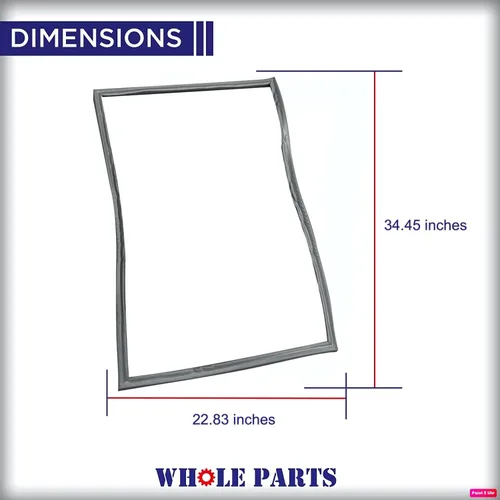 Miniatura 2 de Sello de puerta de refrigerador gris Whole Parts mejorado (tira magnética en el interior) – Parte # W10571967 – Compatible con modelos seleccionados