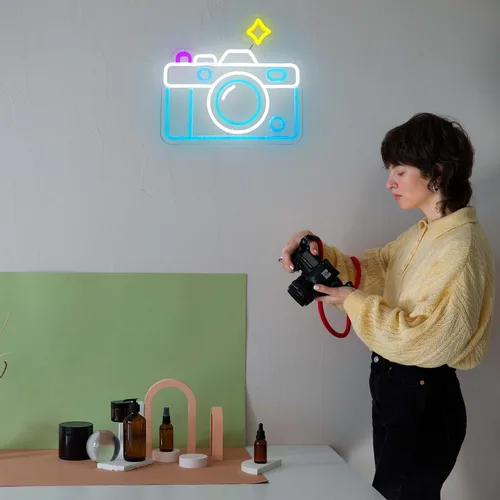 Miniatura 7 de Luz de neón para cámara de fotografía, letreros de neón LED regulables para decoración de pared, sala de amantes de la fotografía, regalo