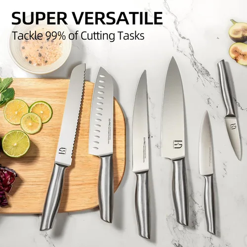 Miniatura 9 de KnifeSaga Juego de cuchillos de acero inoxidable japonés de alto carbono, 14 piezas, juego de cuchillos de cocina con afilador integrado y bloque