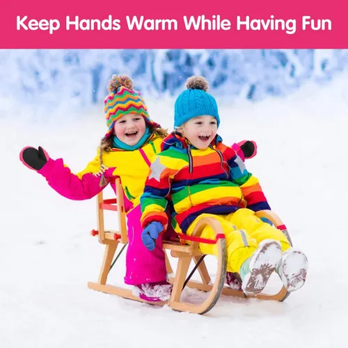Miniatura 2 de MoKo Manoplas de esquí para niños, guantes impermeables y resistentes al viento para niñas y niños, guantes térmicos de invierno para nieve