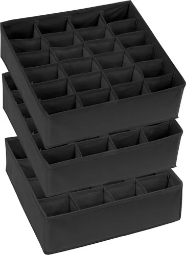 Miniatura 5 de Simple Houseware Organizador de Cajón de Calcetines para Cómoda/Armario/Dormitorio, Paquete de 3, Negro