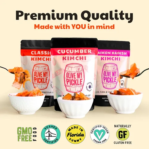 Miniatura 3 de Olive My Pickle Kimchi Fermentado - 48 onzas Paquete de 3 pepino probiótico vegano Kimchi coreano fresco con probióticos naturales para la salud