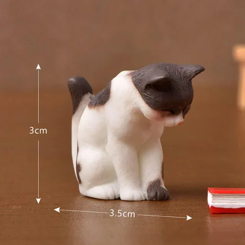 Miniatura 6 de Juego de 10 piezas de juguetes de personaje de gato Kawaii para decoración de tartas, figuras de gato, decoración de escritorio, regalo de Navidad