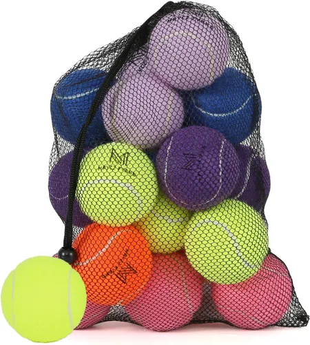 Miniatura 17 de Juego de 12/18 pelotas de tenis para entrenamiento, juego para perros y práctica con bolsa de malla para transporte y entrenamiento