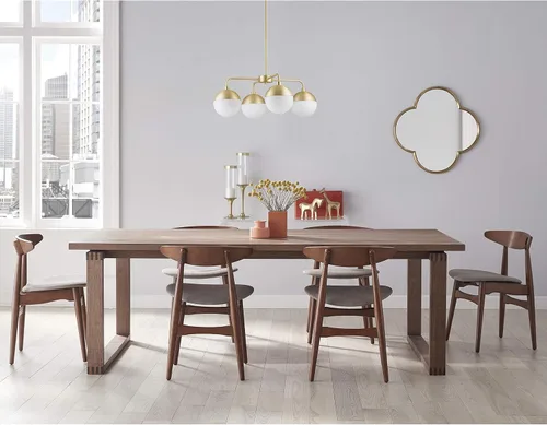 Miniatura 5 de Linea di Liara Novara - Candelabros dorados de 4 luces para comedor, lámpara sobre mesa, globo de vidrio, iluminación colgante de cocina, lámpara