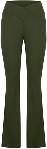 Miniatura 6 de Ceboyel Pantalones de yoga con corte de bota para mujer, leggings de entrenamiento de cintura alta, pantalones deportivos con bolsillos