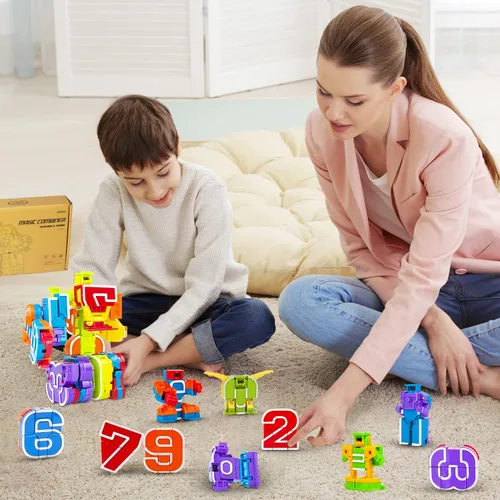Miniatura 5 de Lydaz Robot de números para niños de 3 a 5 años, juguete educativo de matemáticas STEM con bloques de números, juguetes sensoriales para autismo