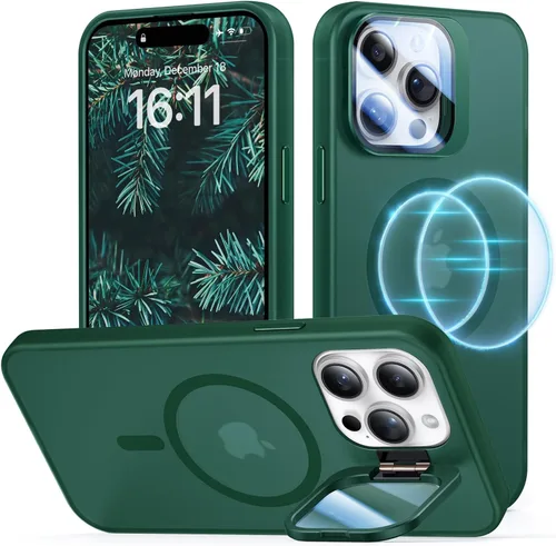 Miniatura 16 de Funda para iPhone 14 Pro, protección contra caídas de grado militar, compatible con MagSafe, soporte integrado y protector de lente de cámara, funda