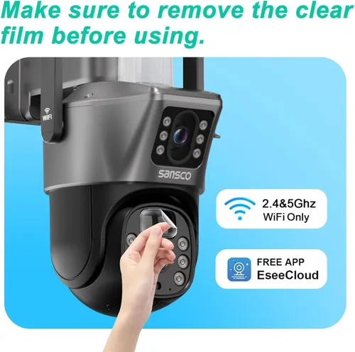 Miniatura 7 de SANSCO Cámara de seguridad solar de doble lente 2K inalámbrica para exteriores, no necesita cables, WiFi 2.4G y 5G, cámara de seguridad