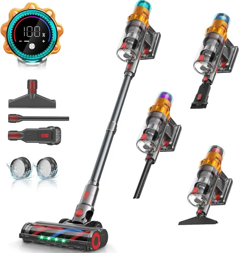 Miniatura 10 de REBANIC S8 - Aspiradora inalámbrica de 600W, 48Kpa hasta 65 minutos de duración, aspiradora de palo recargable, aspiradora de mano inalámbrica