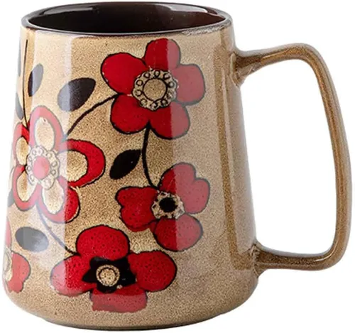 Taza de café grande de cerámica de 24 onzas con asa, taza de café vintage, taza de té extra grande para oficina y hogar, apta para lavavajillas y