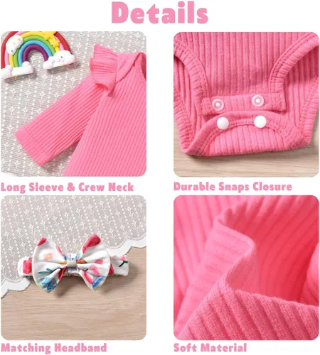 Miniatura 79 de Aalizzwell Conjunto de mameluco acanalado para bebé recién nacido prematuro para otoño e invierno