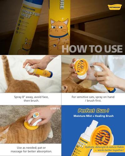 Miniatura 8 de PETHROOM ] Niebla humectante para gatos sin perfume, acondicionador natural sin enjuague para gatos, 95% extractos de plantas, hidratante
