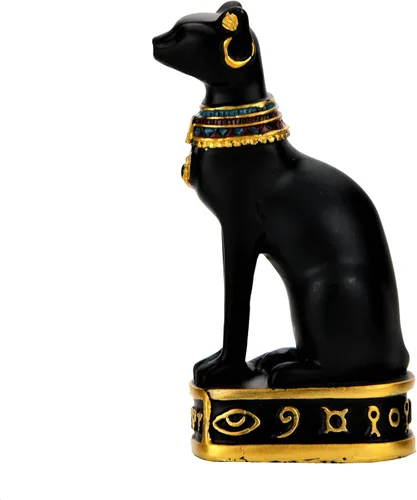 Miniatura 3 de NileCart - Estatua de diosa de gato negro egipcio Bastet, pequeña, 3.5 pulgadas Hecho a mano en Egipto, resina negra, figura coleccionable